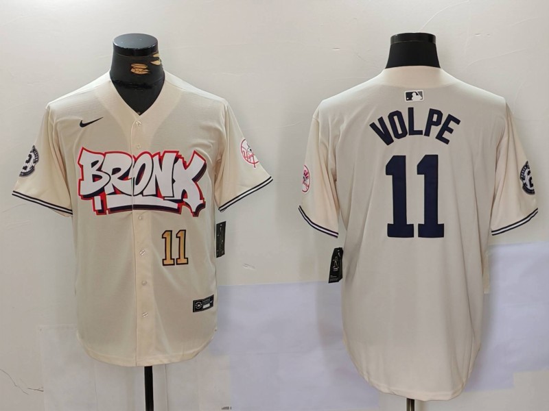 Men New York Yankees #11 Volpe Cream joint name 2024 Nike MLB Jersey style 3->new york yankees->MLB Jersey